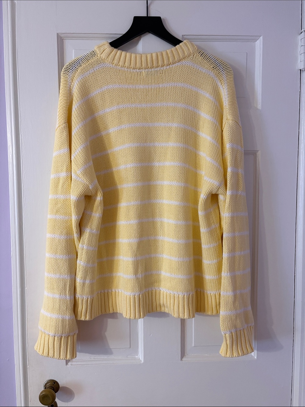 Rumored Yellow and White Striped Oversized Scoopneck Sweater - Picture 3 of 3